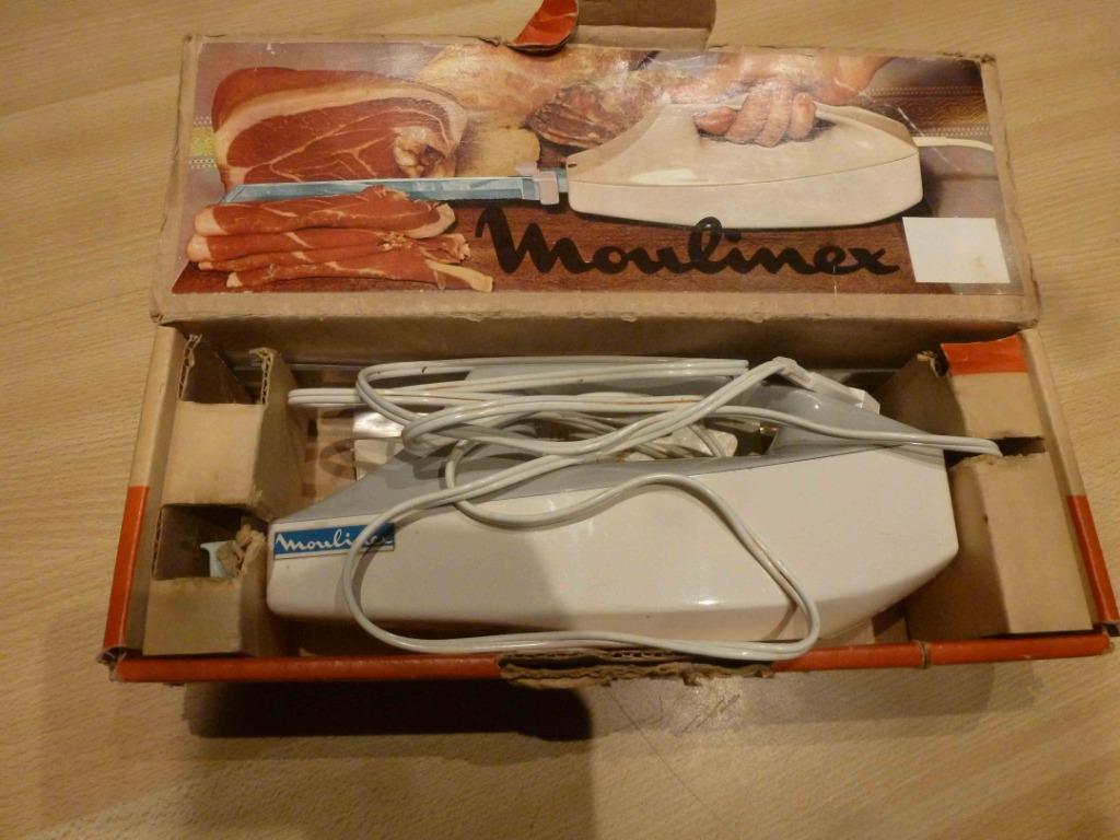 MOULINEX elektrische vleesmolen en mes voor braadstukken, Ophalen of Verzenden, Gebruikt
