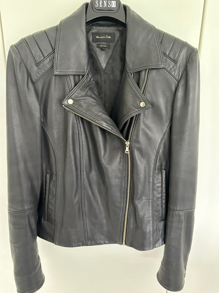 Zwarte lederen vest, Kleding | Dames, Massimo Dutti, Zwart, Maat 46/48 (XL) of groter, Ophalen of Verzenden