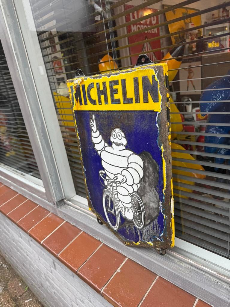 Zeldzaam Michelin emaille reclamebord, Verzamelen, Ophalen of Verzenden, Gebruikt, Reclamebord