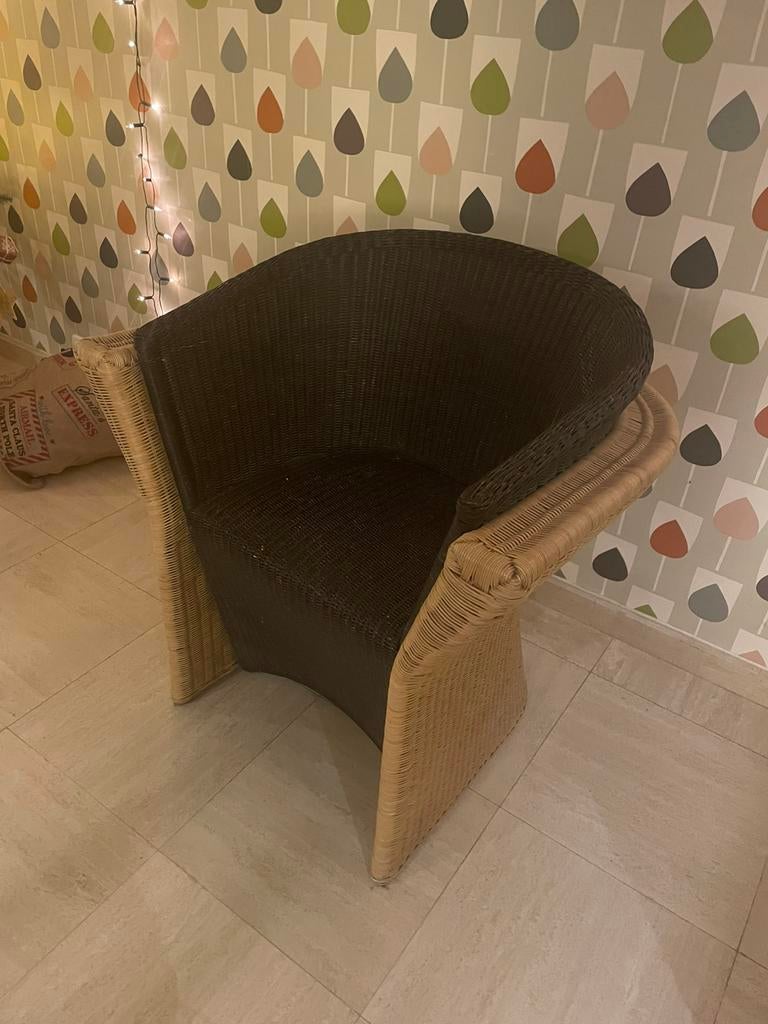 Fauteuil en rotin bicolore, Maison & Meubles, Fauteuils, Enlèvement, Comme neuf, Osier ou Rotin