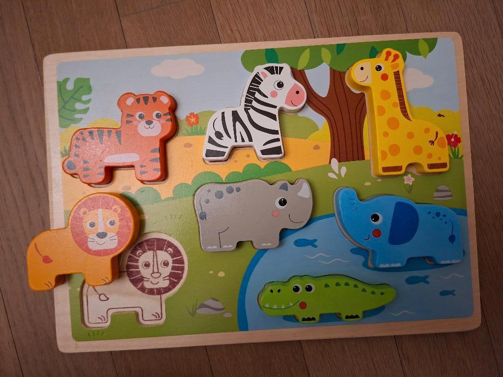 Houten puzzel thema jungle, Ophalen, Zo goed als nieuw, Van hout, Minder dan 10 stukjes