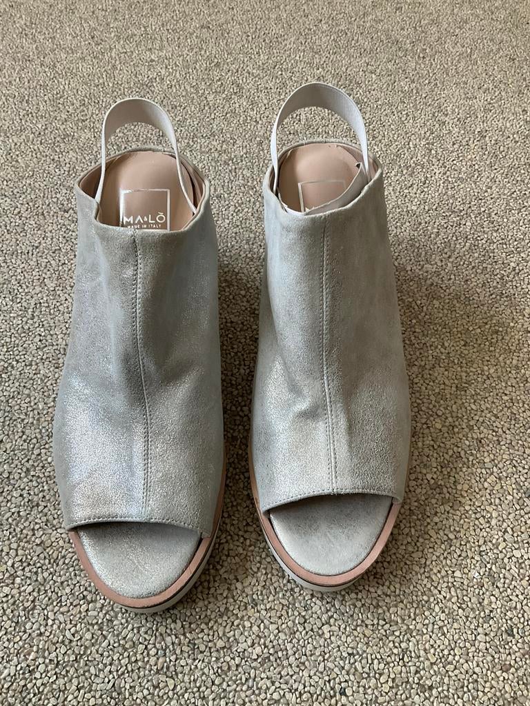 Zilver plateau sandalen van Ma&Lo Italy maat 41, Kleding | Dames, Ophalen of Verzenden, Zo goed als nieuw