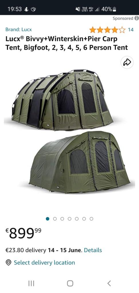Lucx ZGAN Bivvy+Winterskin+Pier Carp Tent, Bigfoot, 2 tot 6, Ophalen, Nieuw, Overige typen