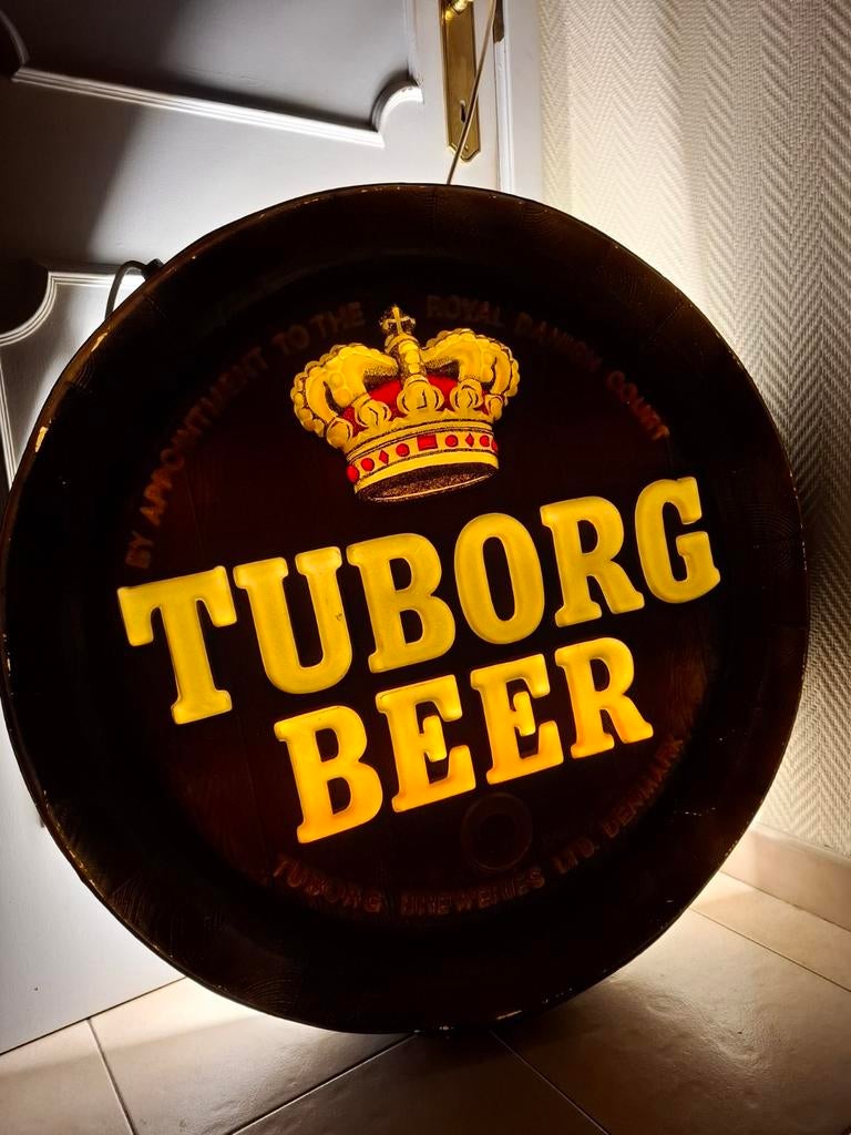 Groot lichtreclame Tuborg Beer, Verzamelen, Ophalen of Verzenden, Zo goed als nieuw, Lichtbak of (neon) lamp