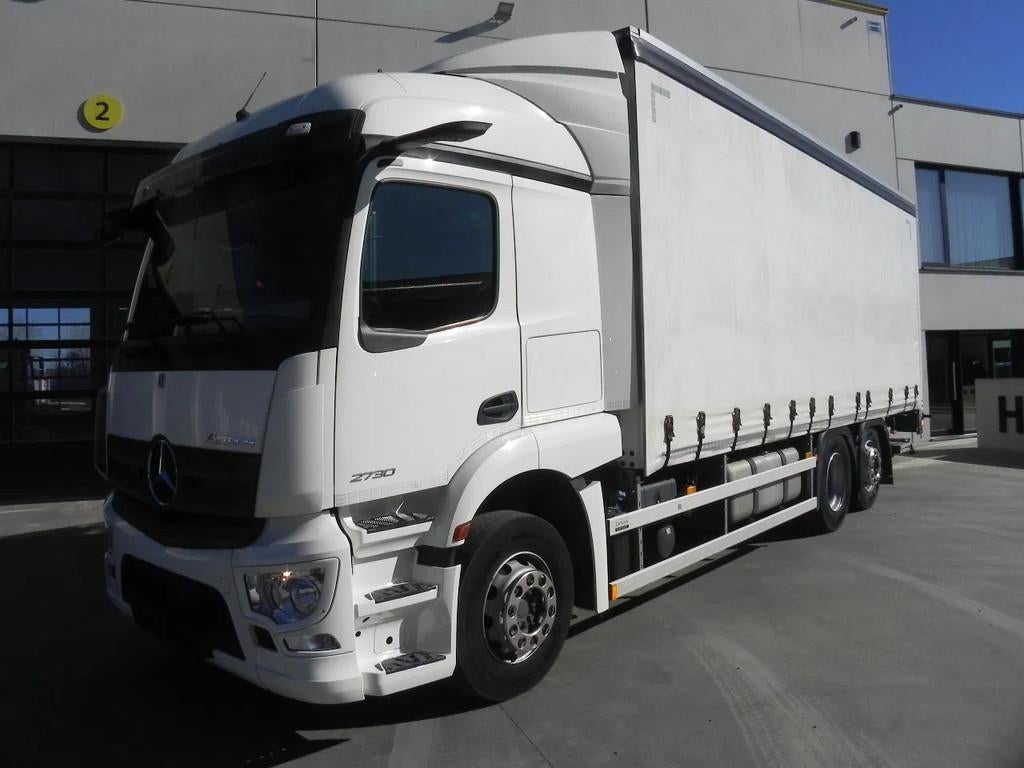 Mercedes-Benz Actros 2530 6X2 schuifzeil met laadklep en stu, Auto's, Vrachtwagens, Automaat, Euro 6, 300 pk, Wit