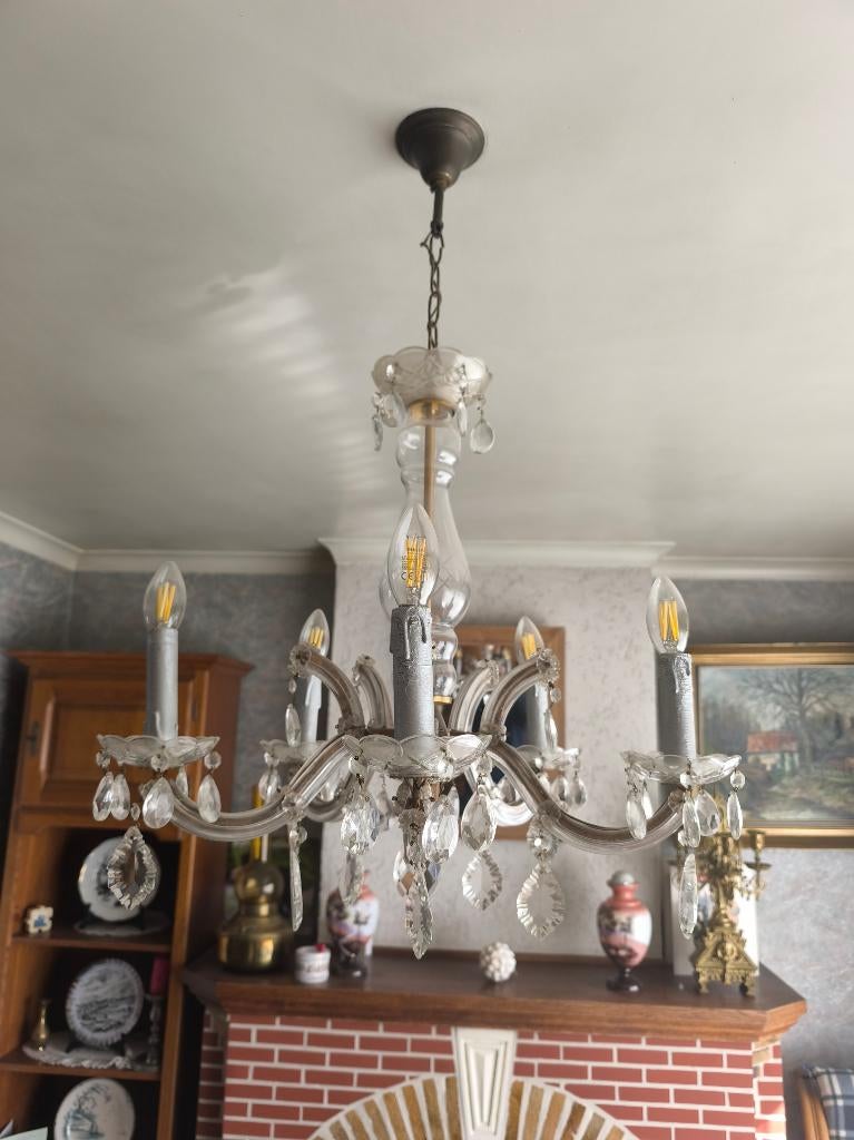 kroonluchter, Huis en Inrichting, Lampen | Kroonluchters, Ophalen, Gebruikt, Glas, Vintage