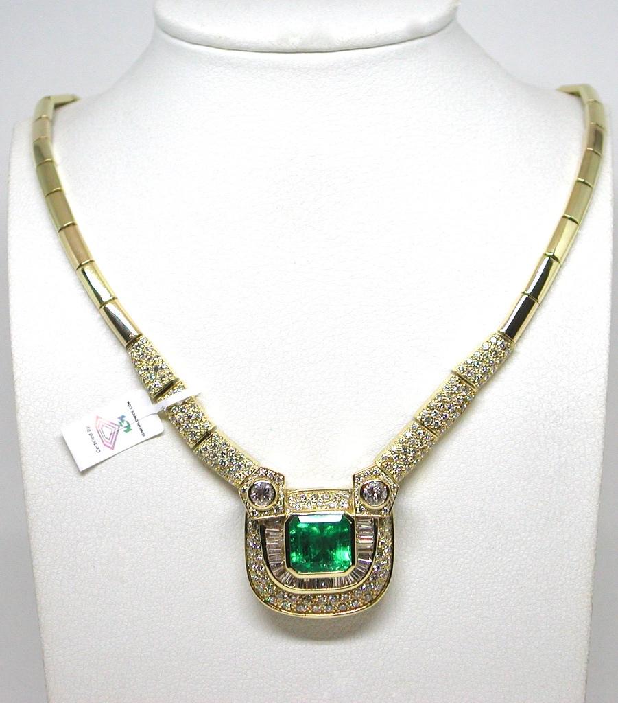 Diamant Smaragd Collier 25.00ct., Bijoux, Sacs & Beauté, Colliers, Neuf, Enlèvement ou Envoi, Or, Or