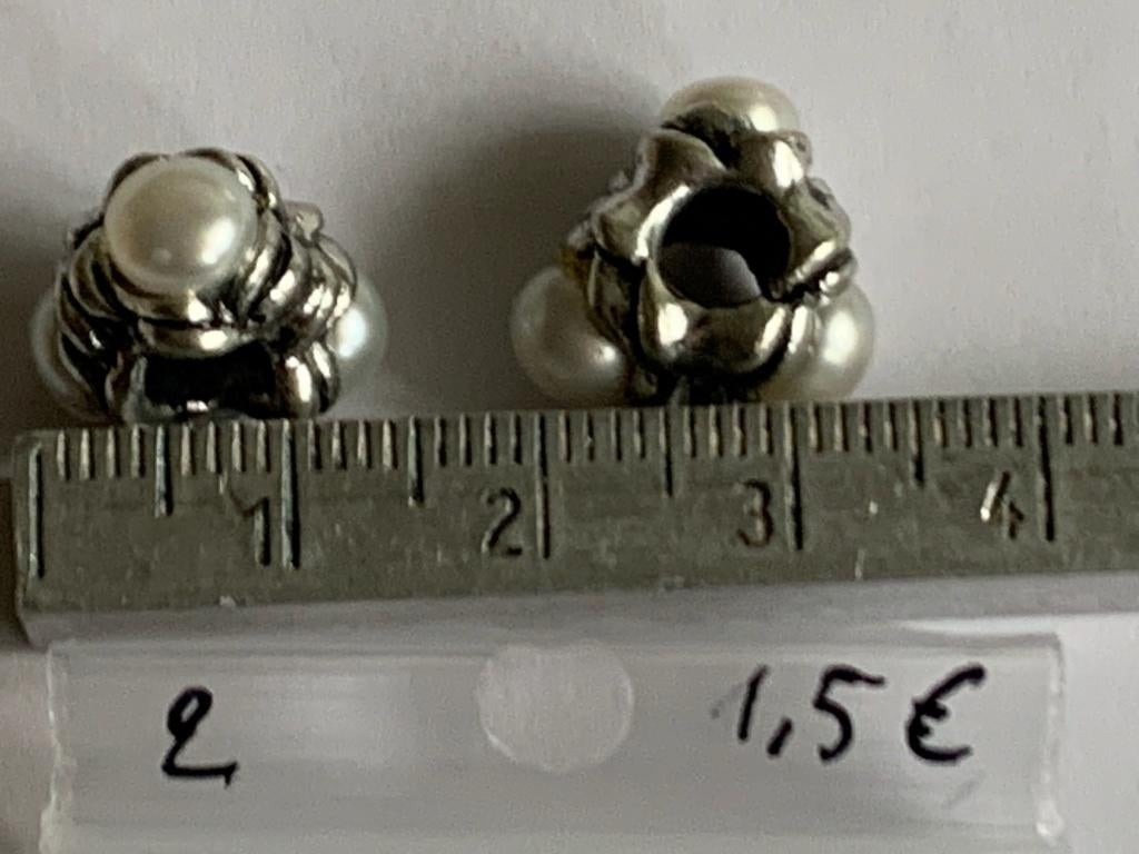 2 metalen kralen parel, Hobby en Vrije tijd, Ophalen of Verzenden, Nieuw, Kraal