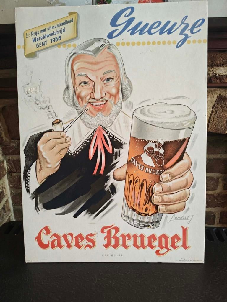 Caves Bruegel oude kartonnen reclame, Collections, Enlèvement ou Envoi
