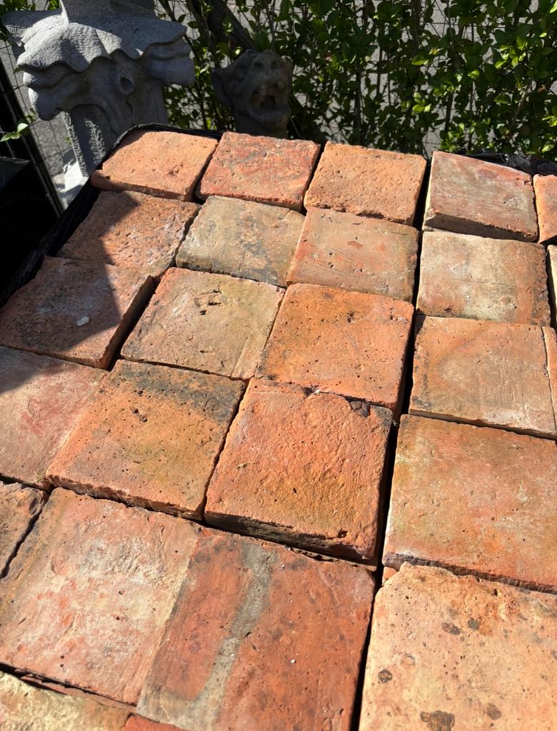 Lot antieke terracotta tegels Voor info BELLEN 0474220705, Antiek en Kunst, Ophalen