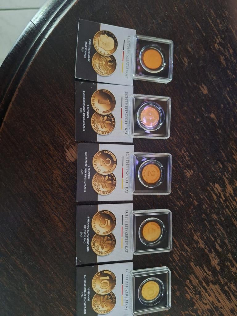 5 fine 999 gold 2 MARK 1/2/5/10 PENNING, Postzegels en Munten, Ophalen of Verzenden