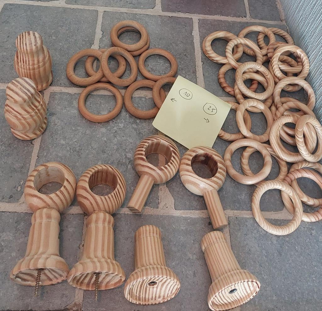 2 tringles rideaux en bois + fournitures