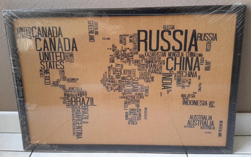 Prikbord met wereldkaart ( NIEUW ), Huis en Inrichting, Woonaccessoires | Memoborden, Ophalen, Nieuw, Prikbord