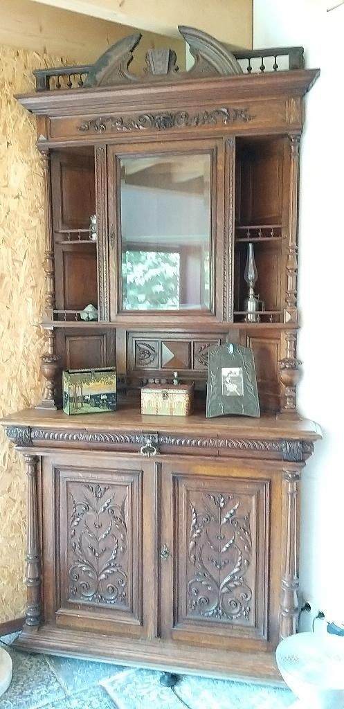 Beau Meuble tête de lion double corps en coin, 100 à 150 cm, Enlèvement, Utilisé, Classique