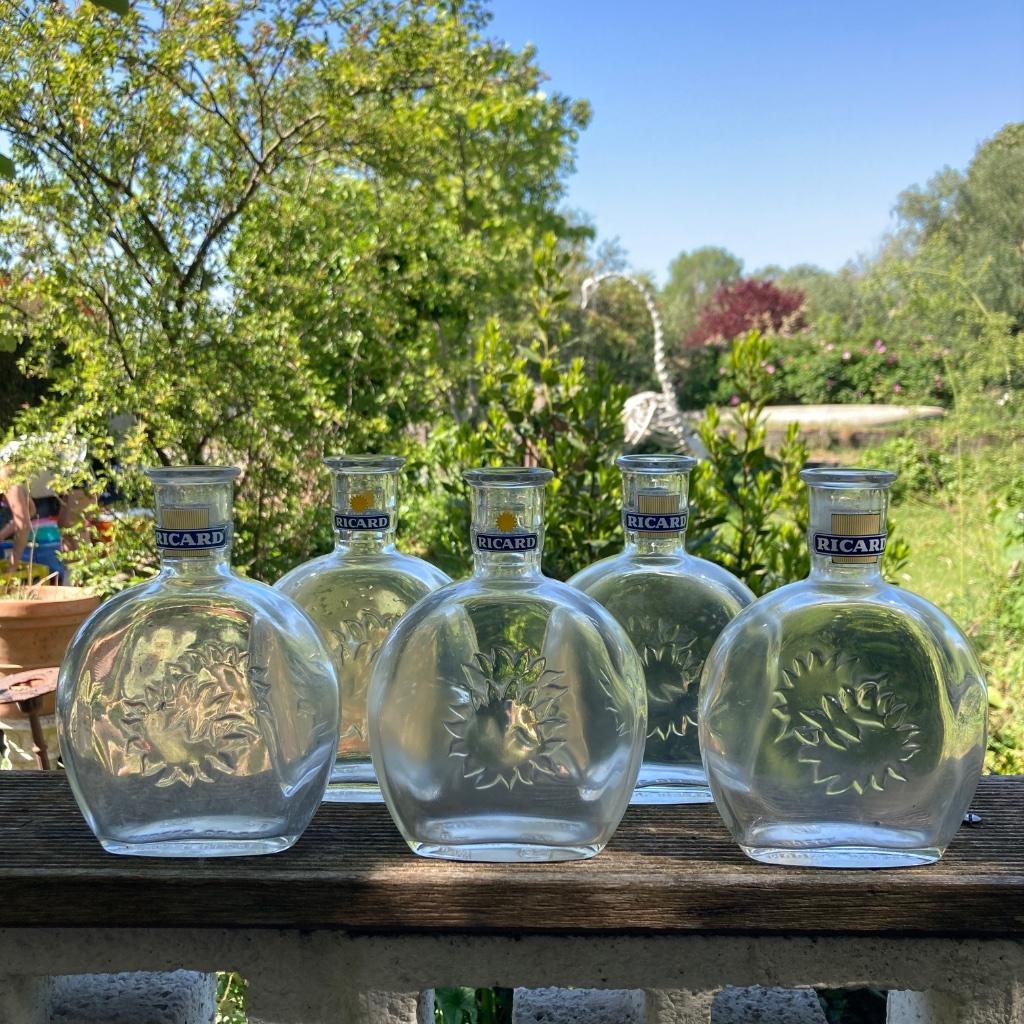 5x Ricard glazen karaf fles, Verzamelen, Ophalen, Gebruikt, Overige typen