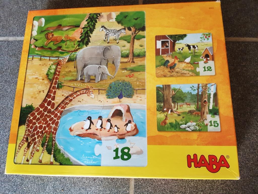 Haba 3 puzzels in 1, Ophalen, 10 tot 50 stukjes, Zo goed als nieuw