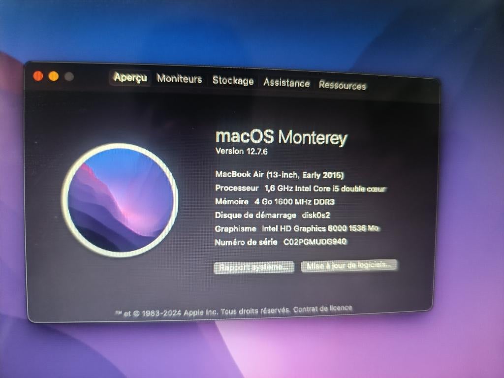 MacBook Air 13" - 2015, 13 pouces, Moins de 2 Ghz, Enlèvement, Utilisé