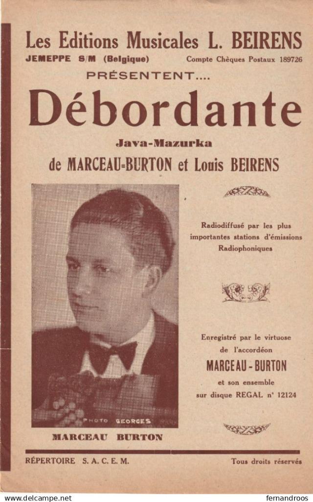 DEBORDANTE JAVA - MAZURKA MARCEAU-BURTON ET LOUIS BEIRENS PA, Musique & Instruments, Partitions, Enlèvement ou Envoi, Utilisé
