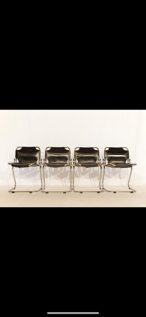 Set de 4 chaises vintage en cuir – design années 70, Antiquités & Art, Antiquités | Meubles | Chaises & Canapés, Enlèvement