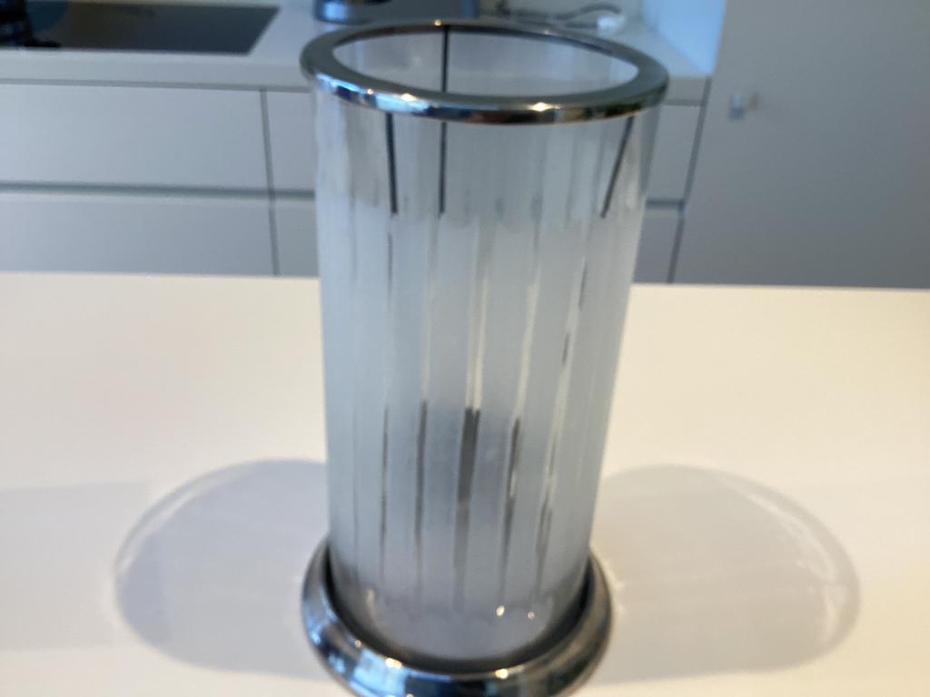 Wijn of champagne koeler 32x 15 cm , in glas en inox, Antiek en Kunst, Ophalen