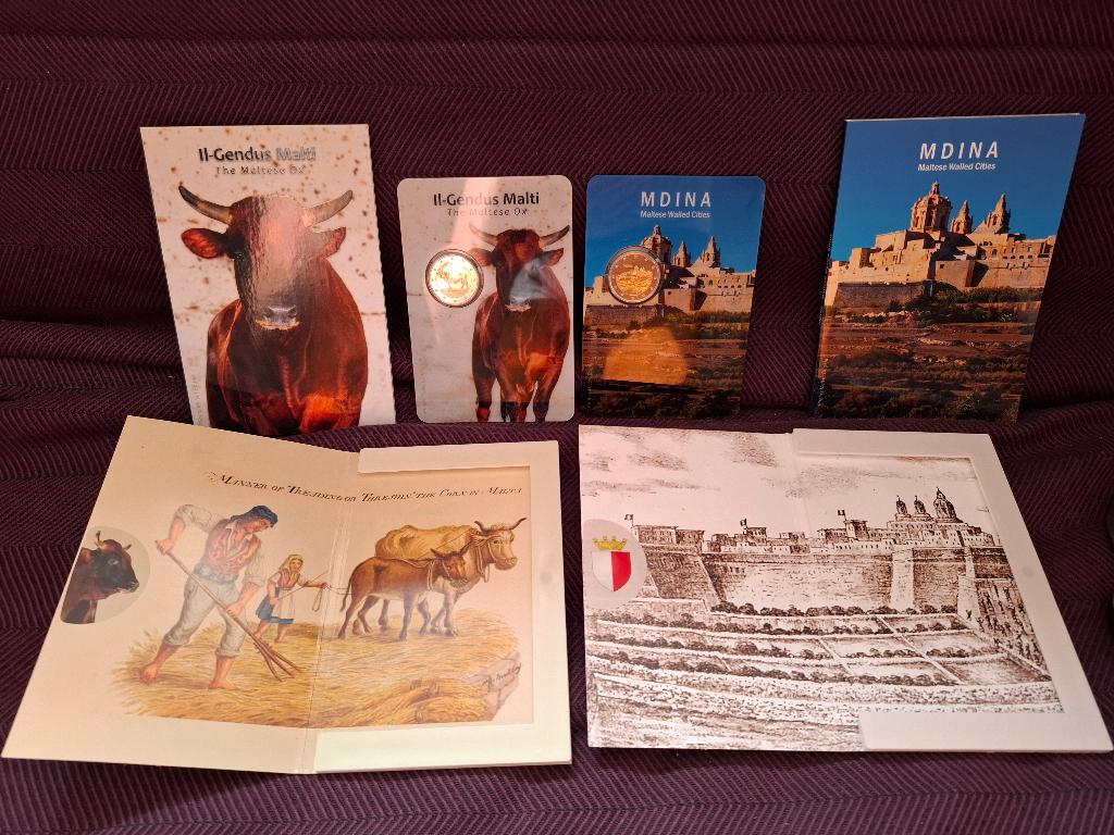 Malta 2025 2 x coincards Mdina en Koe/Os, Postzegels en Munten, Munten | Europa | Euromunten, Setje, 2 euro, Malta, Ophalen of Verzenden