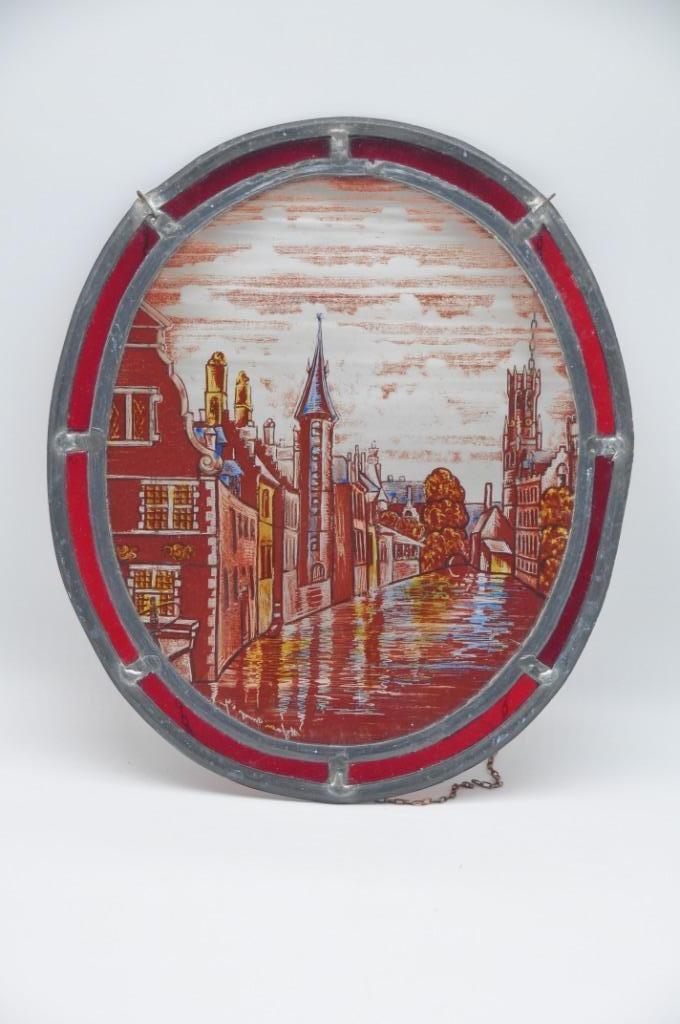 Vitrail - Bruges - spinster - bobines à lacets - rangées, Bricolage & Construction, Enlèvement ou Envoi, Vitrail