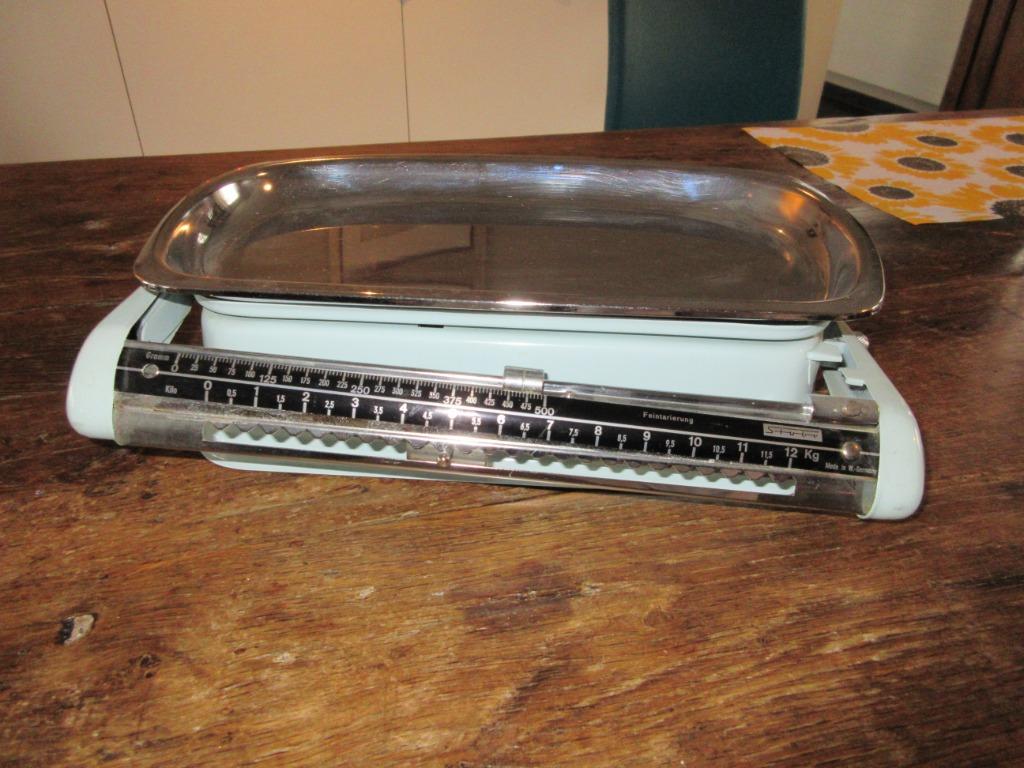 Ancienne balance de cuisine STUBE vintage couleur bleu, Enlèvement