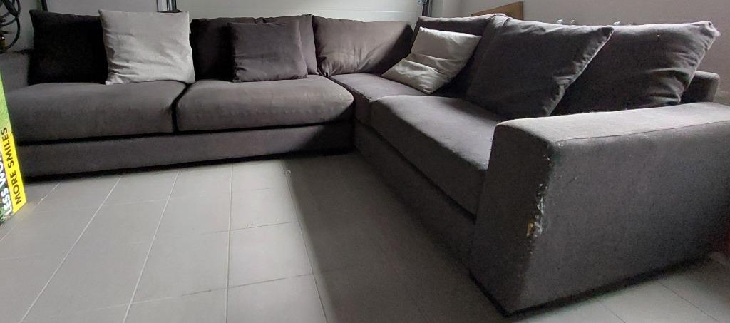 Grijze stoffen hoekzetel, 150 cm ou plus, Quatre personnes ou plus, Enlèvement, Utilisé