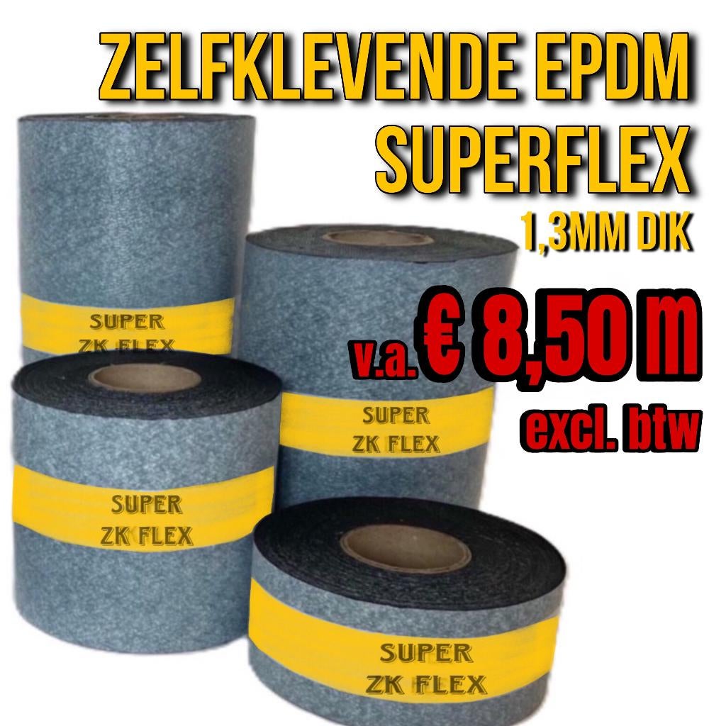 EPDM 1,3mm dik - Zelfklevend 50cm Breed € 8,50m excl., Ophalen, Overige materialen, Nieuw, 15 m² of meer