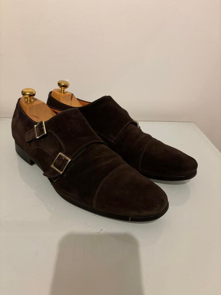 Santoni double monk bruine daim T9, Kleding | Heren, Schoenen, Bruin, Ophalen of Verzenden, Gespschoenen, Santoni