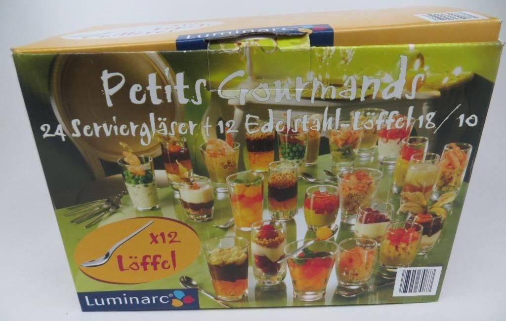 Luminarc Petits gourmands 24 verrines 12 cuillères, Maison & Meubles, Neuf, Uni, Verre ou Verres, Enlèvement ou Envoi