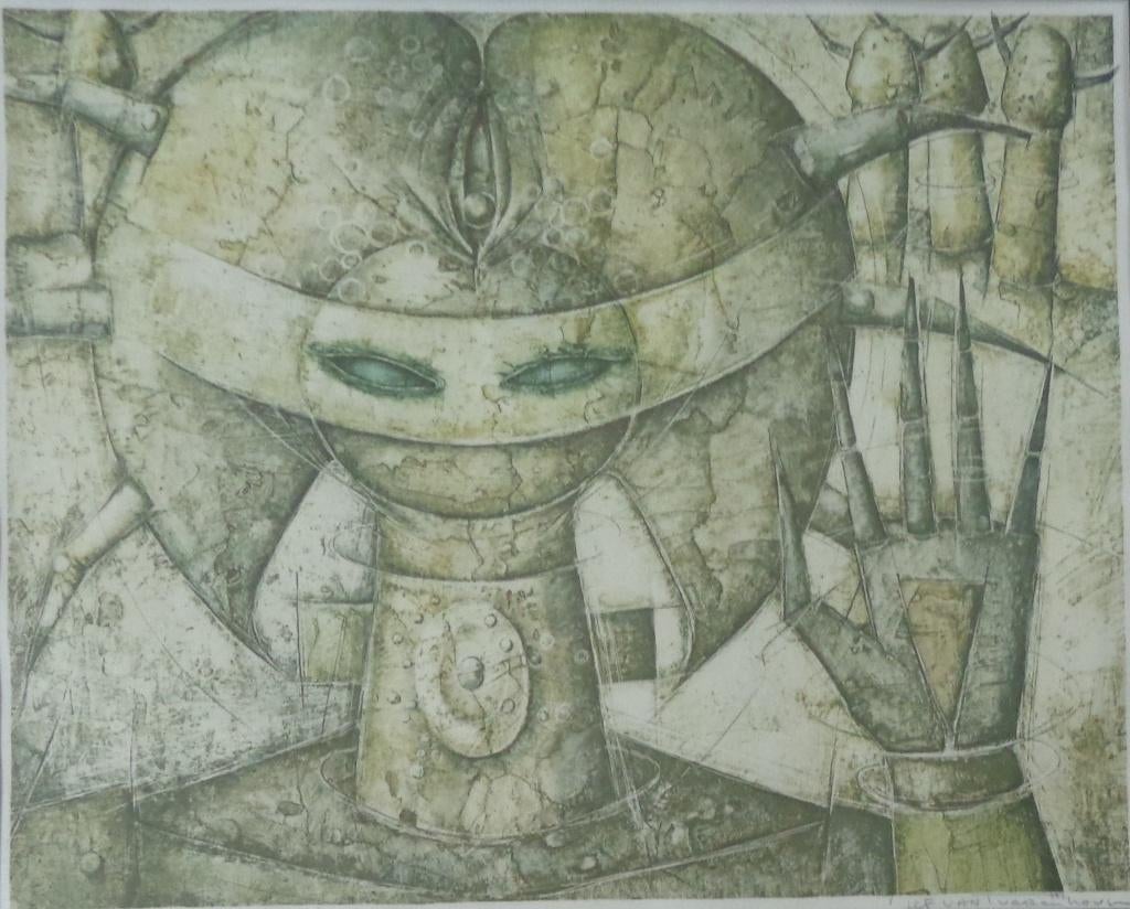 JEF VAN TUERENHOUT / PRIESTERES / KLEURLITHO / 75x87cm KADER, Antiek en Kunst, Kunst | Litho's en Zeefdrukken, Ophalen