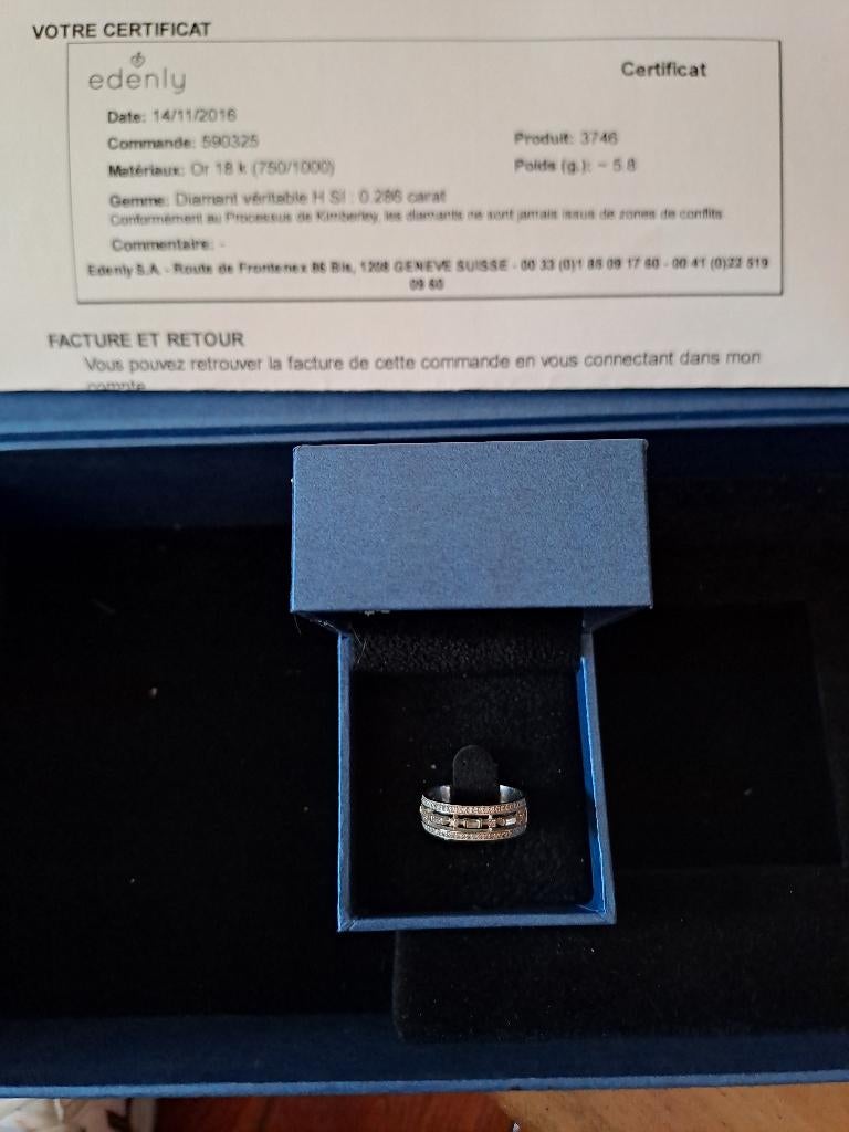 Bague or blanc sertie de diamants., Bijoux, Sacs & Beauté, Bagues, 20 ou plus grands, Or, Enlèvement, Utilisé