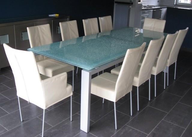 design glazen eettafel , tafel met 8 stoelen van HVS, Ophalen, 100 tot 150 cm, Design, 200 cm of meer