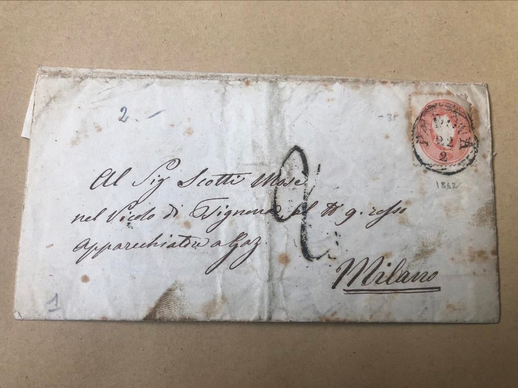 Italie  entier postal datant de 1862 destination Milan, Lettre