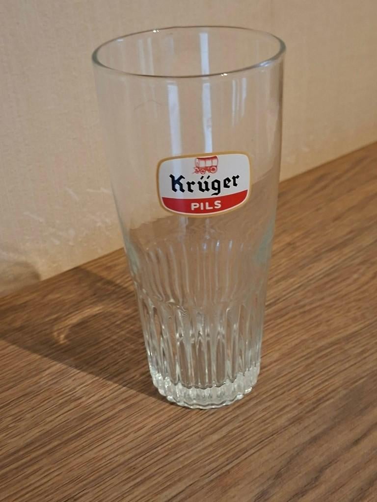 Vintage Krüger bierglas, Collections, Enlèvement ou Envoi, Utilisé, Verre à bière