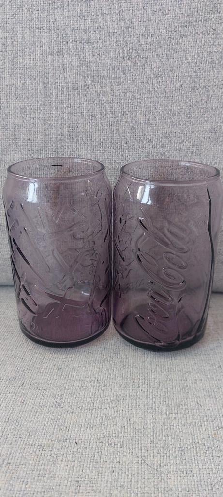 2 paarse coca-cola-glazen, Verzamelen, Ophalen of Verzenden