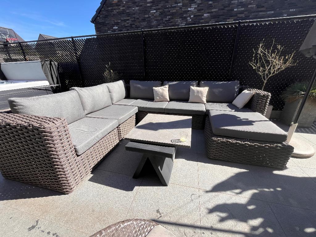 WEG voor 750€ Tuinset Loungeset met nieuwe kussens 3 wicker, Tuin en Terras, Ophalen, Gebruikt, Wicker, Loungeset