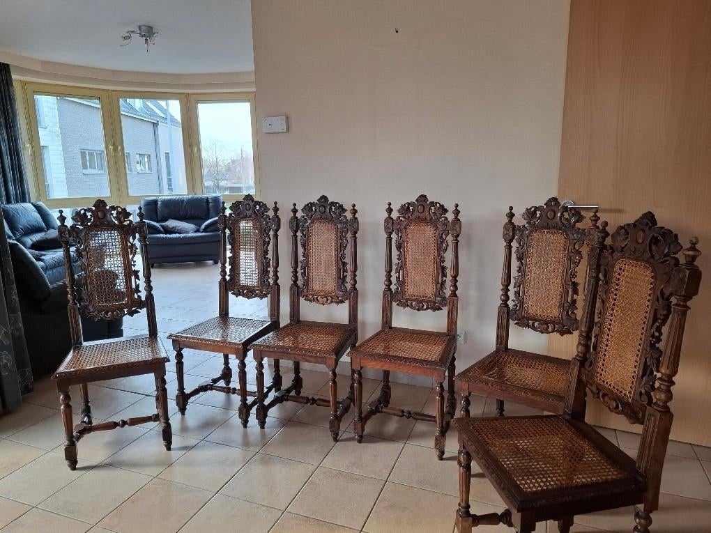 antieke eiken stoelen met vlechtwerk, Ophalen, Gebruikt