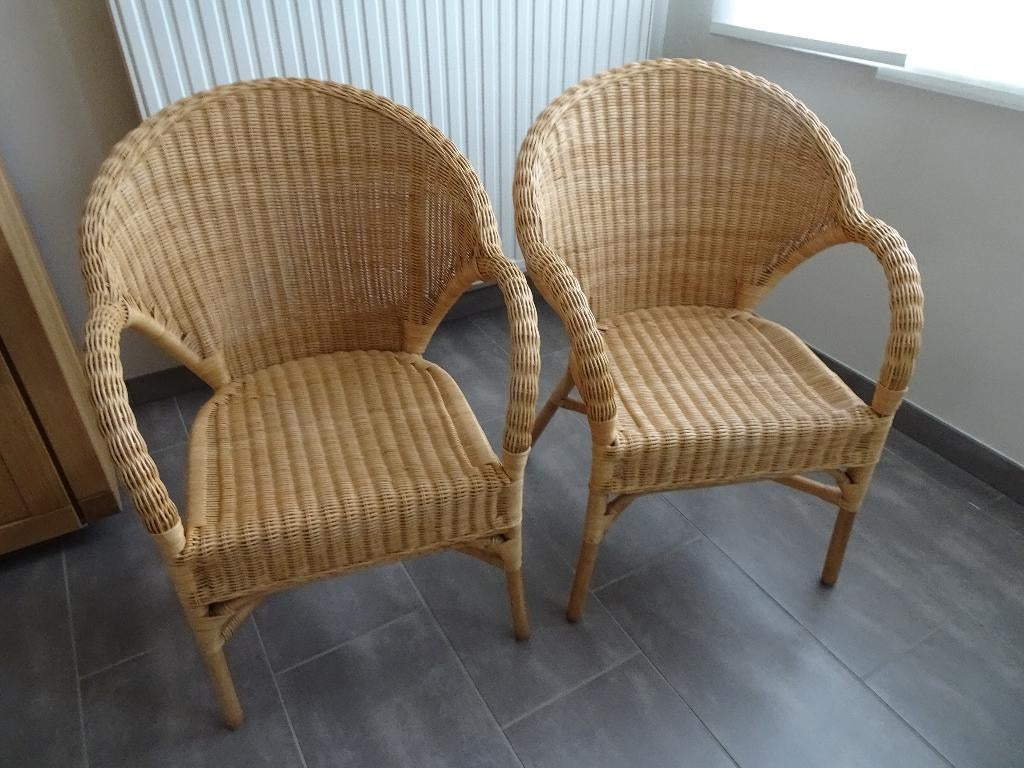Twee rotan zetels, Huis en Inrichting, Ophalen, Eenpersoons, Riet of Rotan, Zo goed als nieuw
