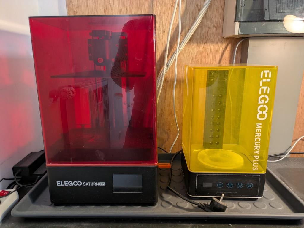Resin 3D Print Setup: Elegoo Saturn8K + Mercury Plus + extra, Computers en Software, Ophalen, Gebruikt, Elegoo