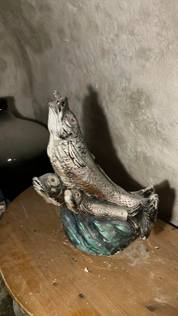 40 cm grote vissen fontein. Tuinbeeld vissen, Ophalen, Gebruikt