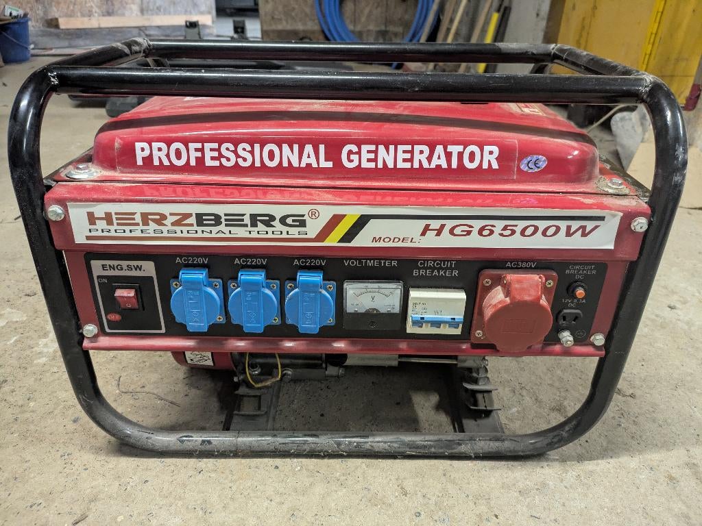 Herzberg HG6500w, Doe-het-zelf en Bouw, Aggregaten, Zo goed als nieuw, Benzine, Minder dan 5 kVA, Ophalen