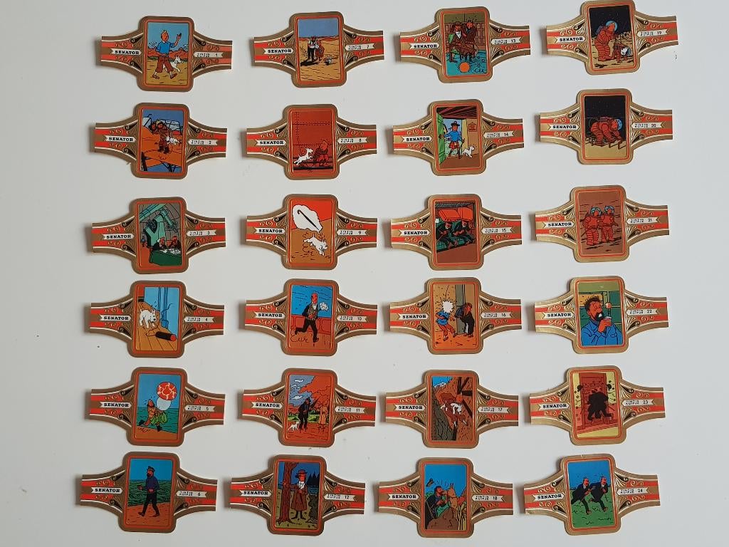 Lot de 24 Bagues de Cigares "Senator" Tintin Grand Format, Collections, Enlèvement ou Envoi, Neuf, Bagues de cigare