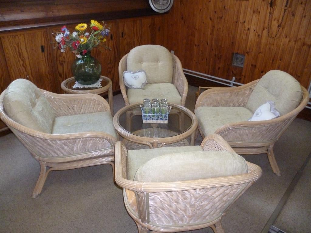 un bel ensemble SALON EN ROTIN parfait état, Jardin & Terrasse, Rotin, Salons de jardin, Comme neuf, Enlèvement