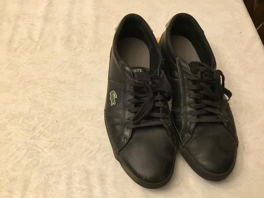 Zwart lederen Lacoste herenschoenen mt 44, Ophalen of Verzenden, Zwart