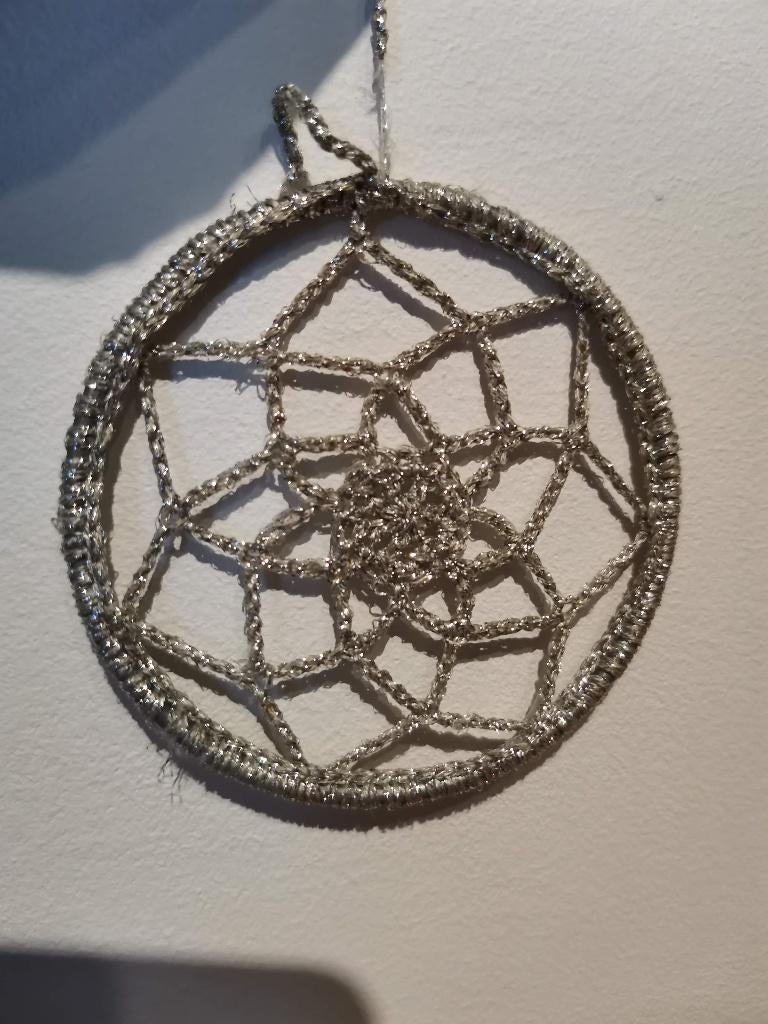 kerstbal dromenvanger - zilver glitter - 8 cm, Ophalen of Verzenden, Zo goed als nieuw