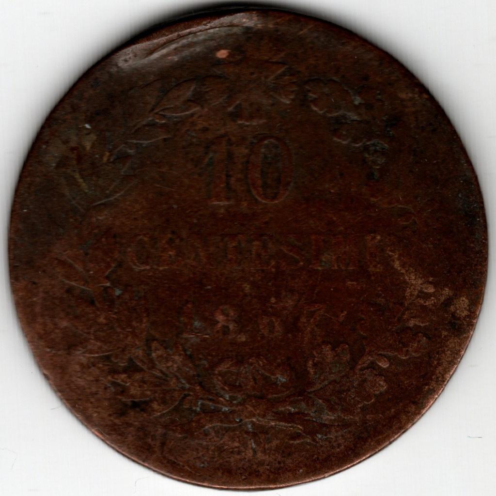 Italië : 10 Centesimi 1867 N  KM#11.4  Ref 16421, Ophalen of Verzenden, Italië, Losse munt