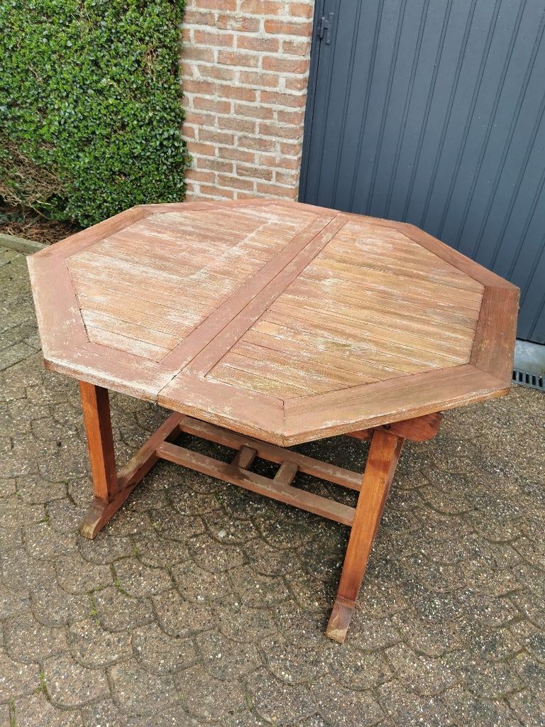 Teak tuintafel ( 8 hoekig ), Tuin en Terras, Tuintafels, Ophalen, Gebruikt, Teakhout