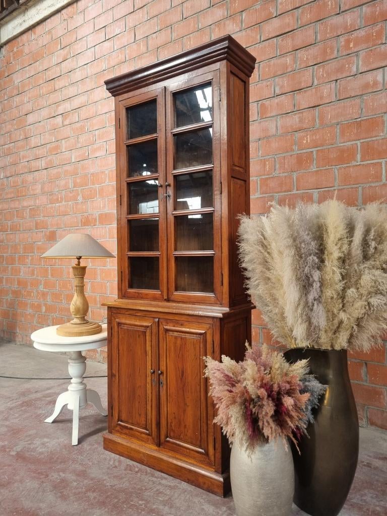 Eiken buffetkast/vitrinekast art:64/26, Ophalen, Met deur(en), Landelijk klassiek, Flamant